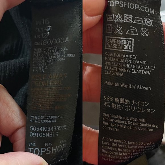 TOPSHOP Ribbed Stretchy Black Bodysuit Size 12 - Picture 10 of 12